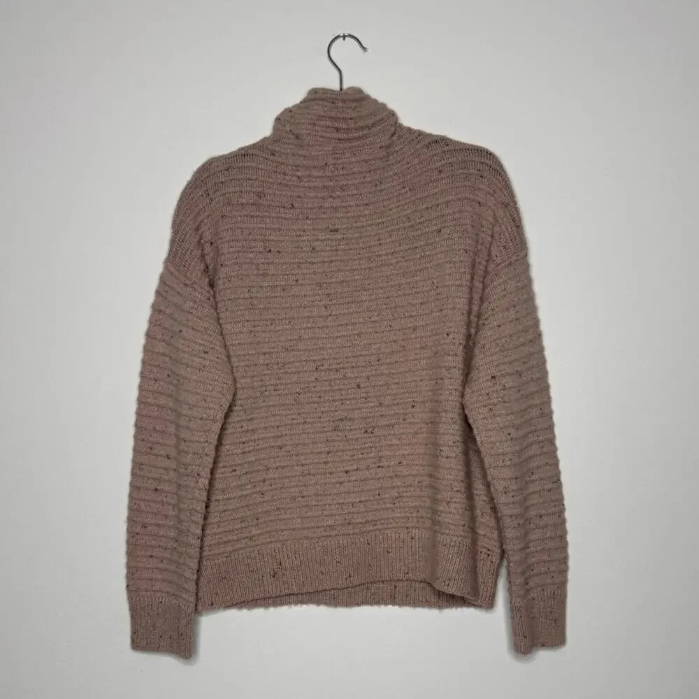 Madewell Ribbed Turtleneck Sweater | Neutral Wool Blend | Size L - Picture 2 of 5